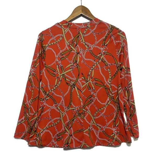 Skye's The Limit Top Women's Medium Pullover Orange Horse and Bridle Motif - Picture 2 of 8